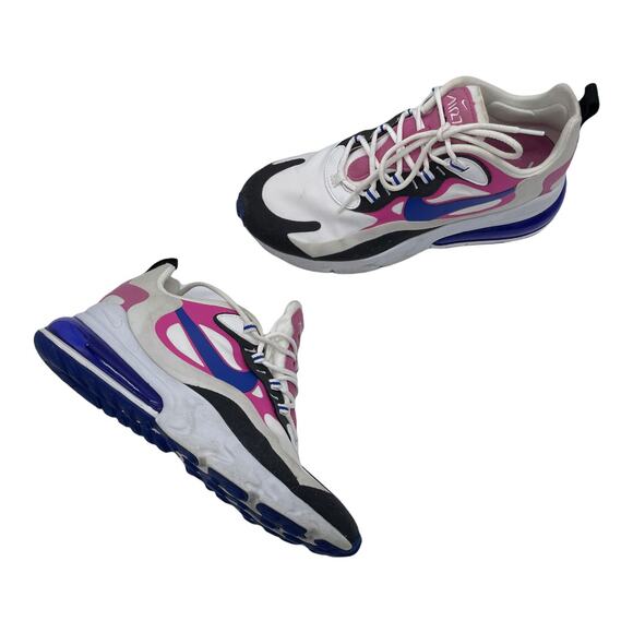 Nike Women's Air Max 270 React - White Fuchsia Blue - 9 - Picture 12 of 12